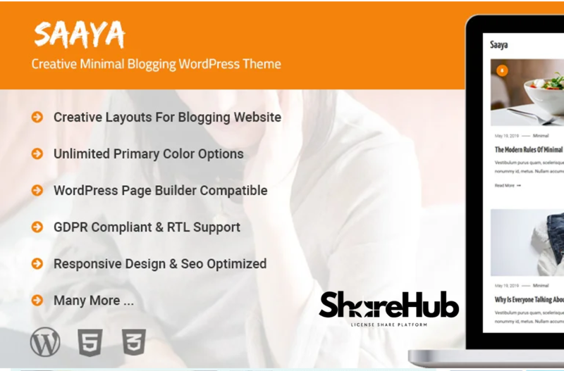 Saaya pro - Creative Blogging WordPress Theme WP Share Hub 22