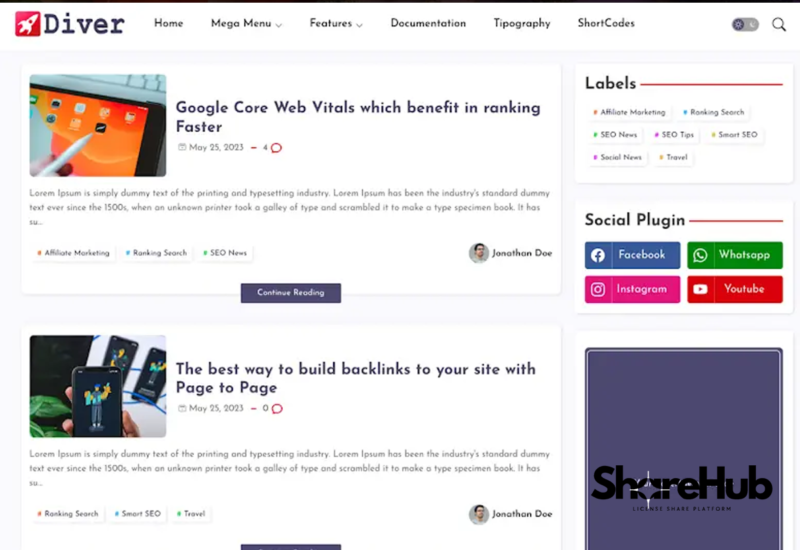 Diver Blogger TemplateDiver BloggerDiver Blogger Template WP Share Hub 73